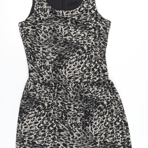 Next Women’s Black Animal Print A-Line Dress Size 8 Sleeveless