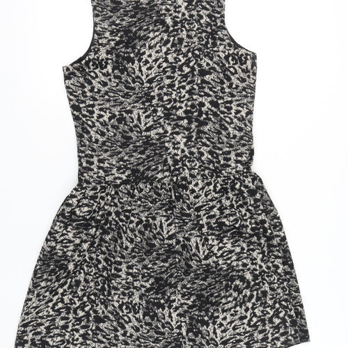Next Women’s Black Animal Print A-Line Dress Size 8 Sleeveless