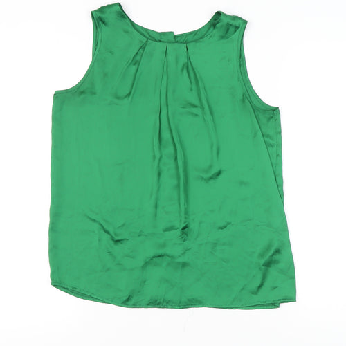 New Look Women’s Green Satin Sleeveless Scoop Neck Blouse Size 14