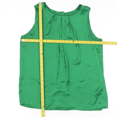 New Look Women’s Green Satin Sleeveless Scoop Neck Blouse Size 14