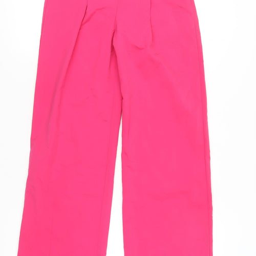 Collusion Women’s Pink Wide-Leg High-Rise Buckle Trousers Size 4