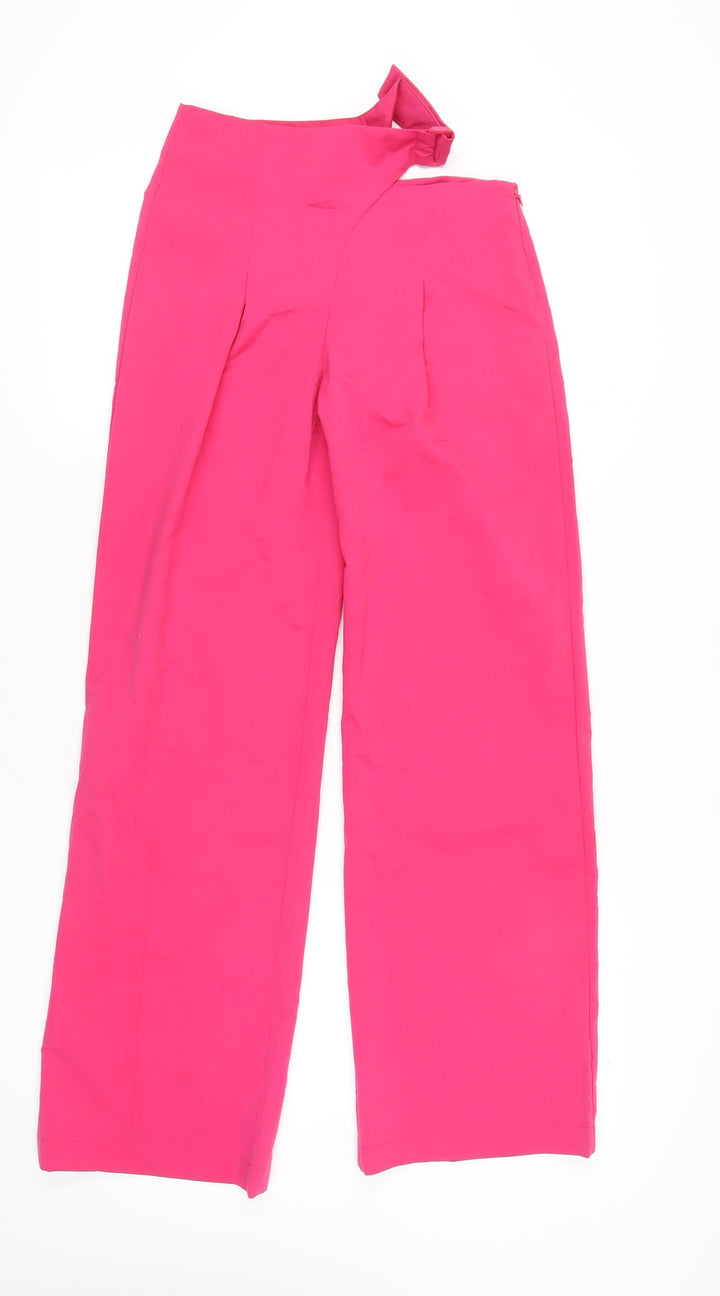 Collusion Women’s Pink Wide-Leg High-Rise Buckle Trousers Size 4