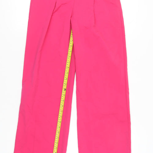 Collusion Women’s Pink Wide-Leg High-Rise Buckle Trousers Size 4