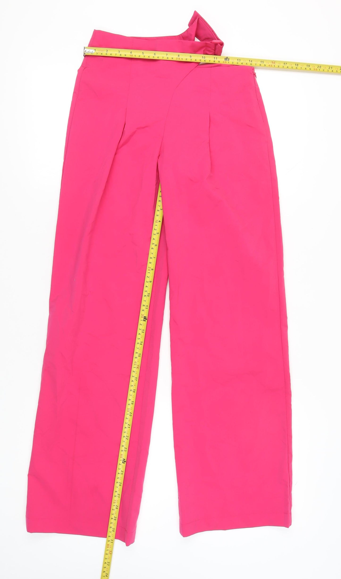 Collusion Women’s Pink Wide-Leg High-Rise Buckle Trousers Size 4