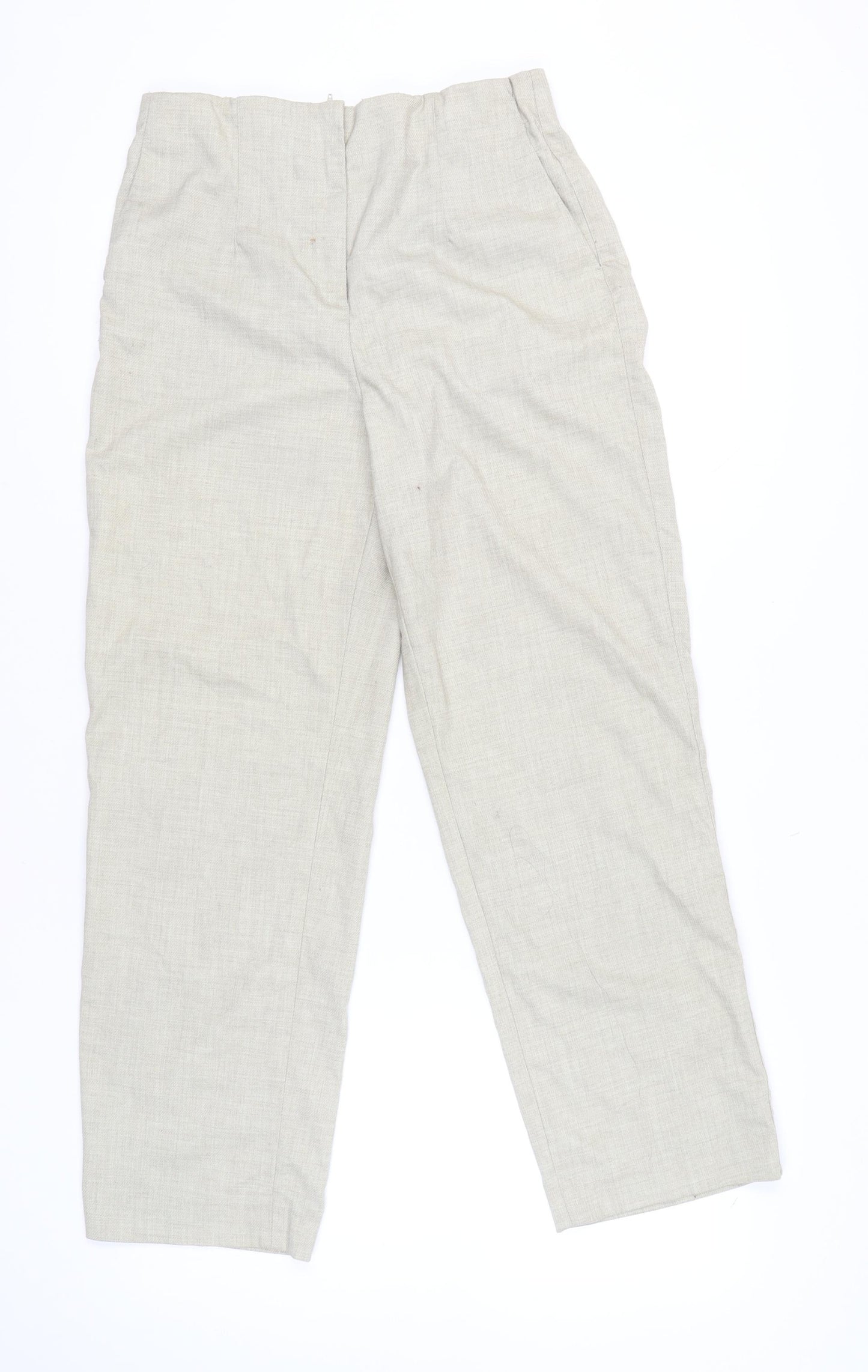 H&M Women’s Beige Straight Leg Trousers Size 16 Mid Rise Casual Workwear