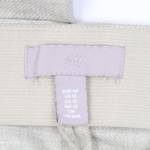 H&M Women’s Beige Straight Leg Trousers Size 16 Mid Rise Casual Workwear
