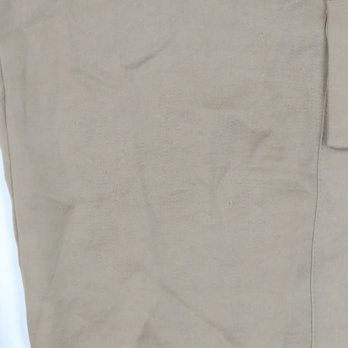 Zara Womens Beige XS Cargo Trousers Cotton Blend Mid Rise
