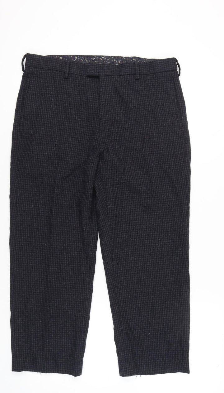 Marks and Spencer Women’s Grey Check Wool Blend Dress Pants 34W 33L
