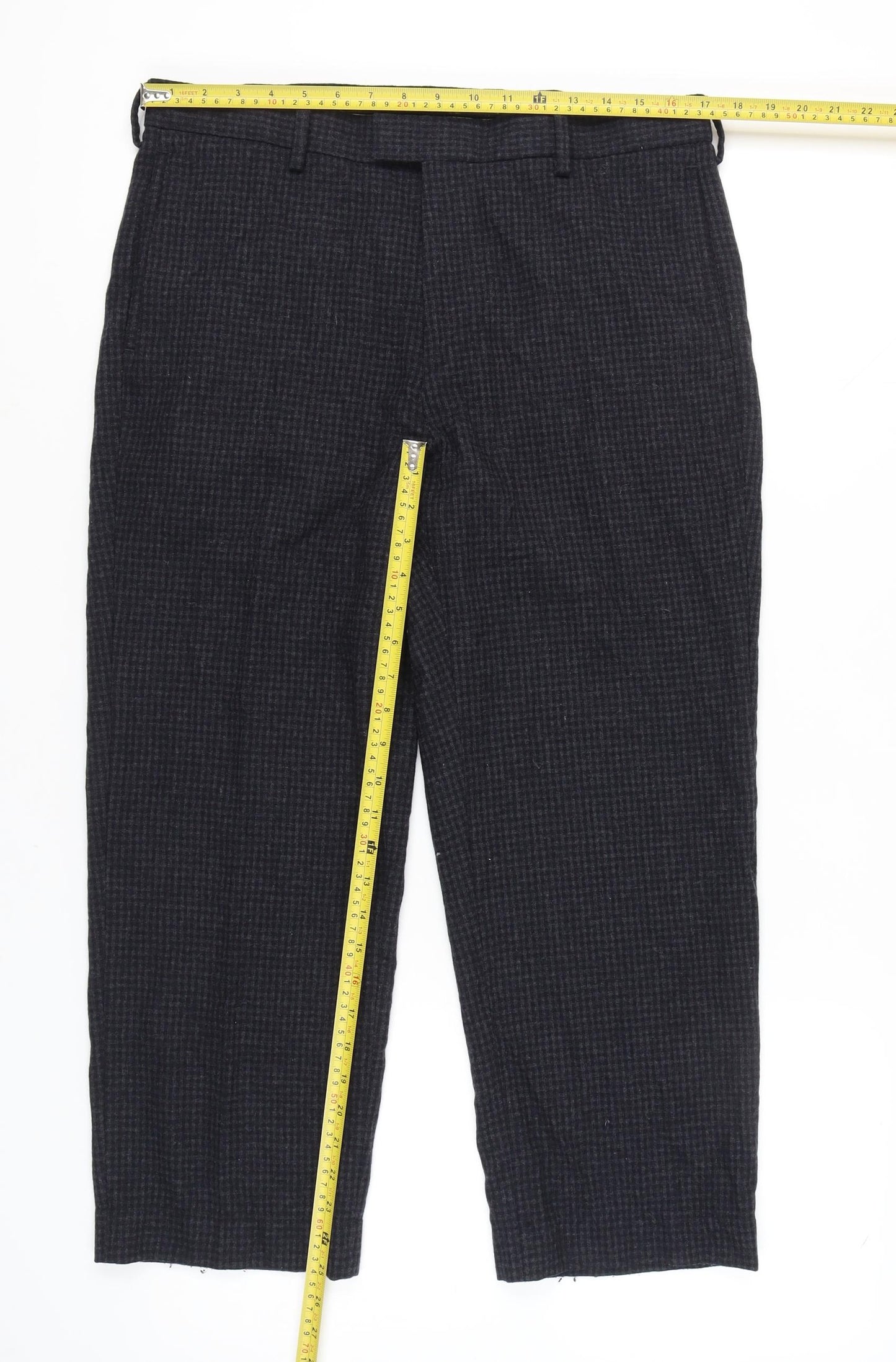 Marks and Spencer Women’s Grey Check Wool Blend Dress Pants 34W 33L