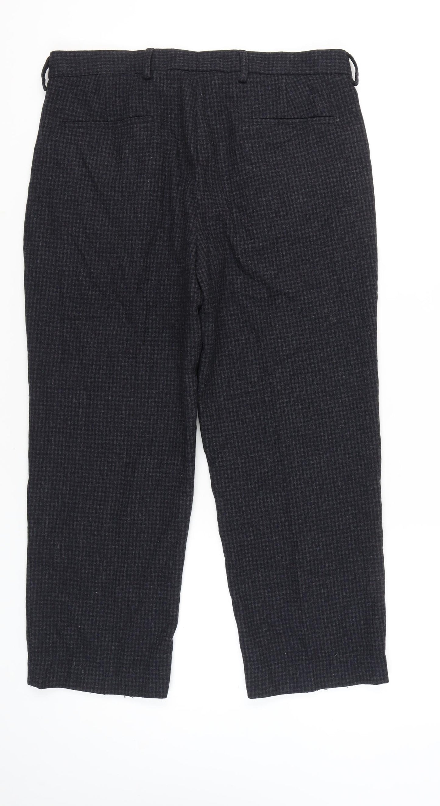 Marks and Spencer Women’s Grey Check Wool Blend Dress Pants 34W 33L