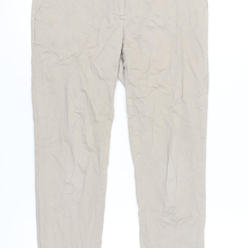 Warehouse Womens Beige Chino Trousers UK 10 Slim Fit Straight Leg