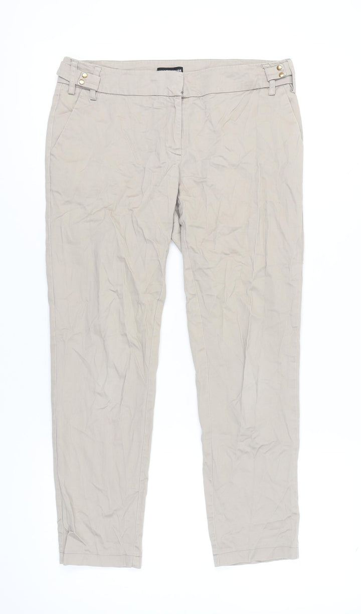 Warehouse Womens Beige Chino Trousers UK 10 Slim Fit Straight Leg