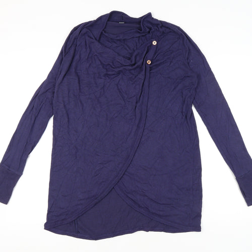 AnyBody Womens Purple Wrap Cowl Neck Long Sleeve Jumper M