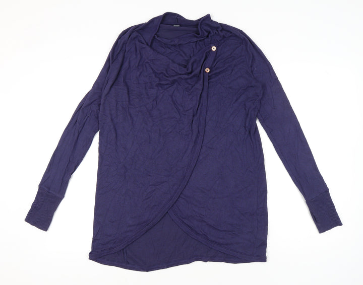 AnyBody Womens Purple Wrap Cowl Neck Long Sleeve Jumper M