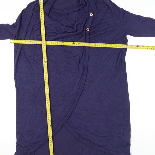 AnyBody Womens Purple Wrap Cowl Neck Long Sleeve Jumper M