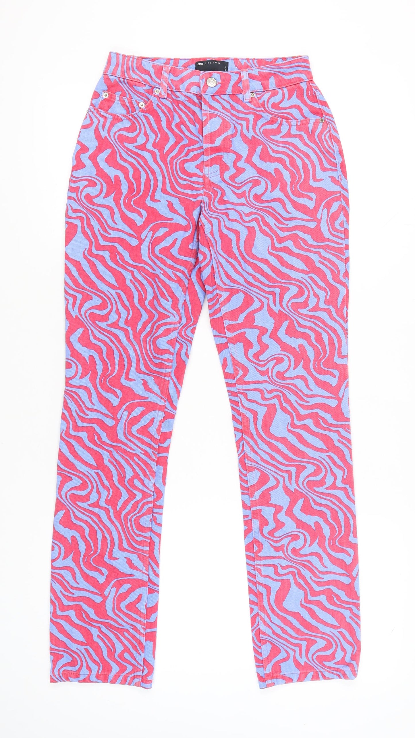 ASOS DESIGN Women’s Multicoloured Animal Print Straight Jeans Size 8