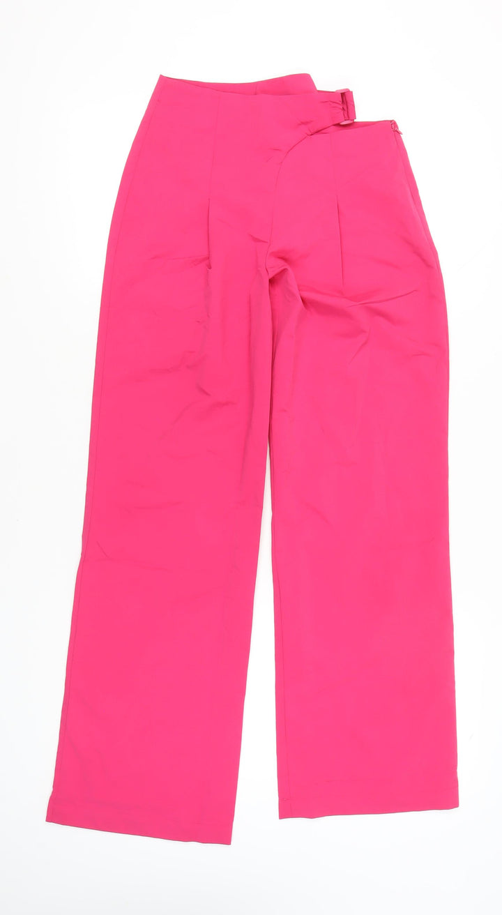 Collusion Women’s Pink Wide-Leg High-Rise Pleated Trousers Size 4