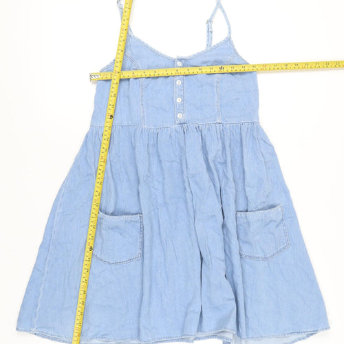 Topshop MOTO Women's Blue Size 10 A-Line Denim Short Dress