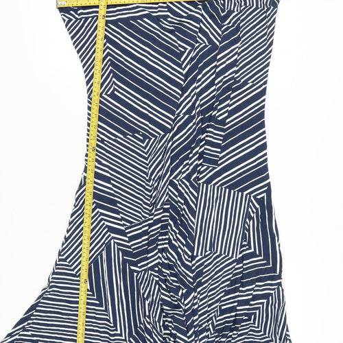 Damart Women’s Blue Striped Asymmetric Knee Dress Size 20
