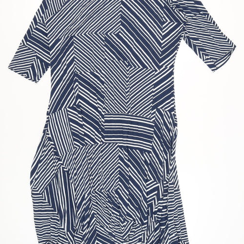 Damart Women’s Blue Striped Asymmetric Knee Dress Size 20