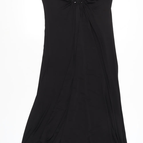 Next Women's Black Beaded V-Neck Sleeveless Maxi Dress Size 14