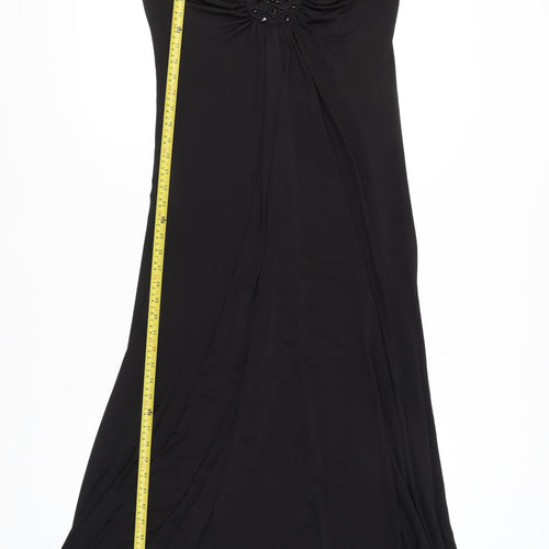 Next Women's Black Beaded V-Neck Sleeveless Maxi Dress Size 14