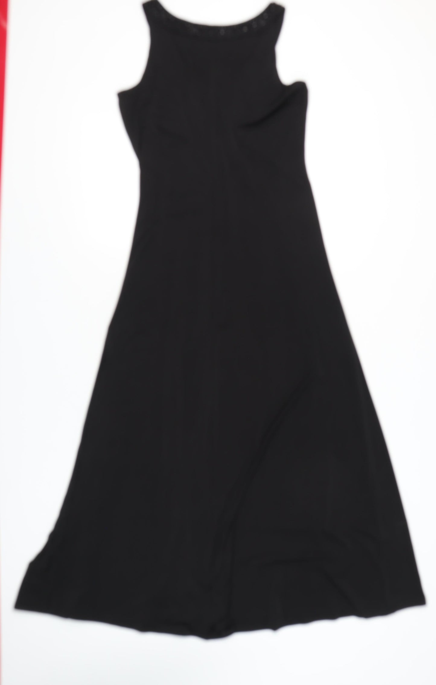 Next Women's Black Beaded V-Neck Sleeveless Maxi Dress Size 14