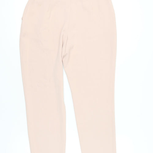 Eastex Women Beige Size 10 Paperbag Tapered Trousers Belted