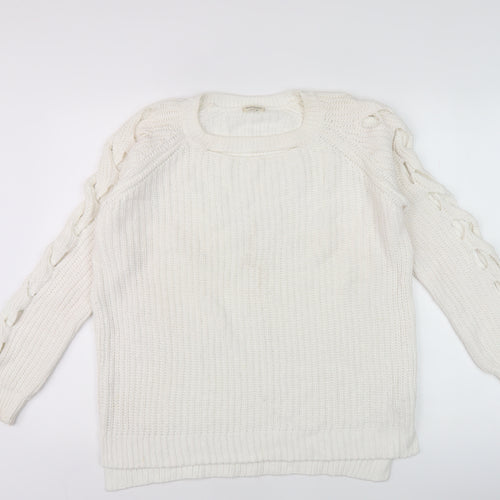 River Island Women’s Ivory Size 6 Scoop Neck Chunky Knit Jumper