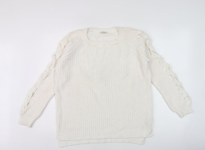 River Island Women’s Ivory Size 6 Scoop Neck Chunky Knit Jumper