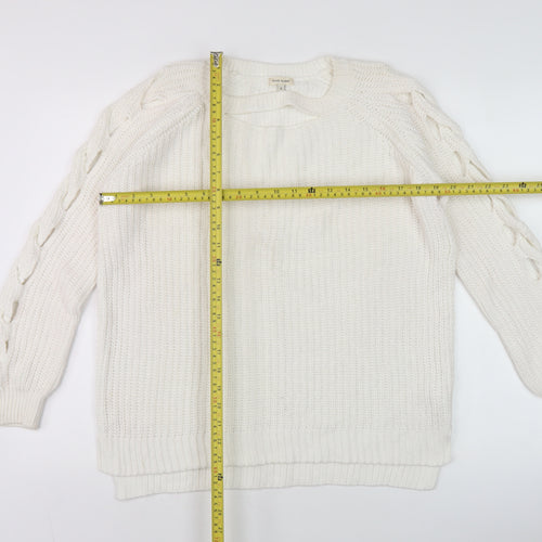 River Island Women’s Ivory Size 6 Scoop Neck Chunky Knit Jumper