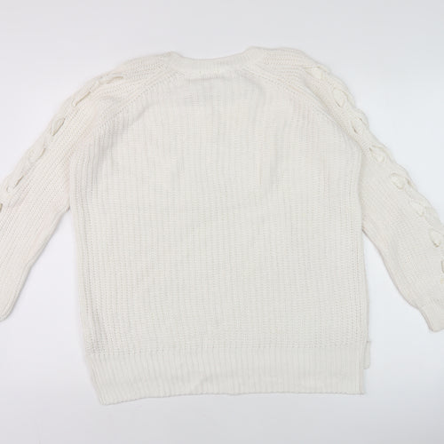 River Island Women’s Ivory Size 6 Scoop Neck Chunky Knit Jumper
