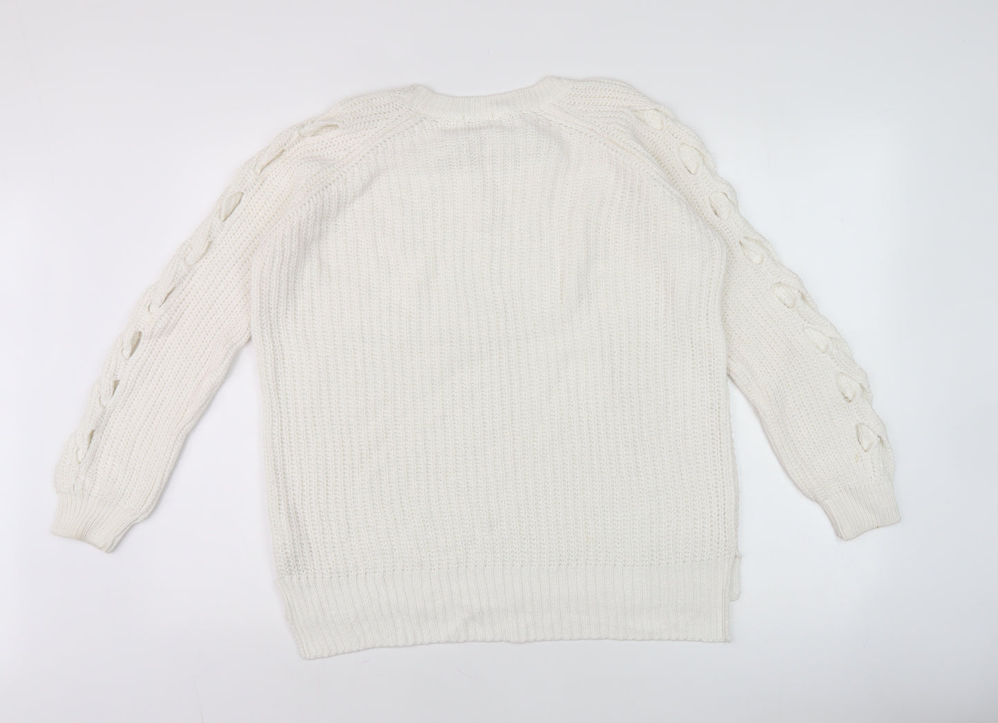 River Island Women’s Ivory Size 6 Scoop Neck Chunky Knit Jumper