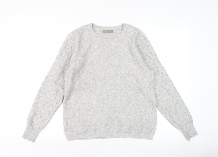 Oasis Women's Grey Crew Neck Long Sleeve Pullover Jumper L
