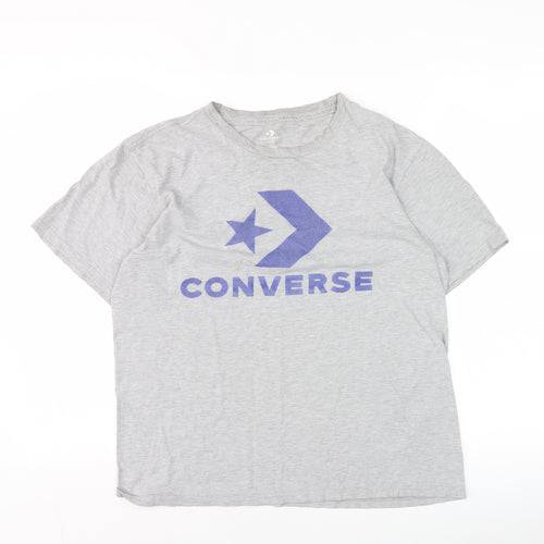 Converse Women's Grey Cotton Short Sleeve Basic T-Shirt M