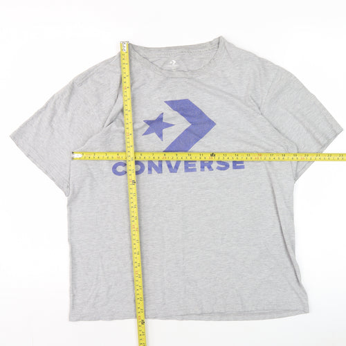 Converse Women's Grey Cotton Short Sleeve Basic T-Shirt M