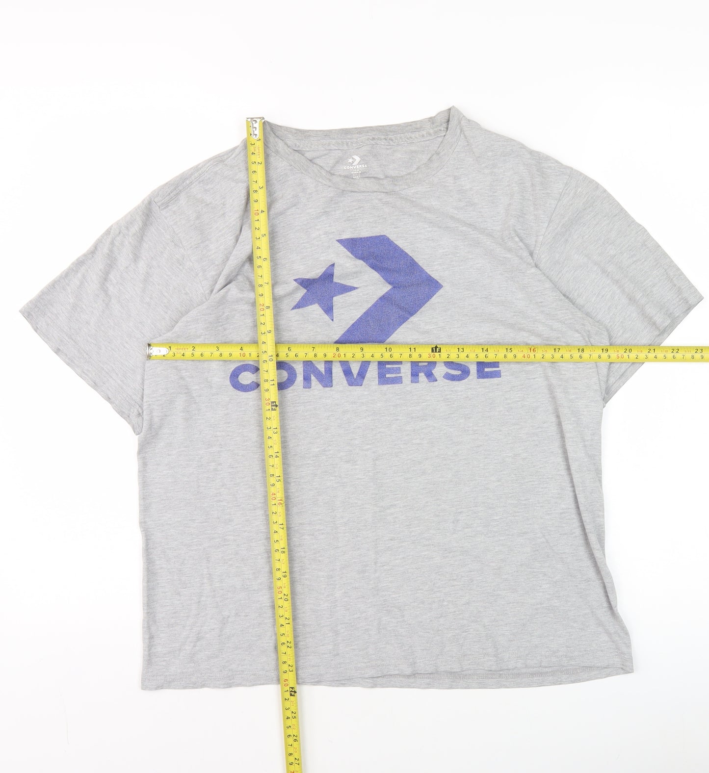 Converse Women's Grey Cotton Short Sleeve Basic T-Shirt M