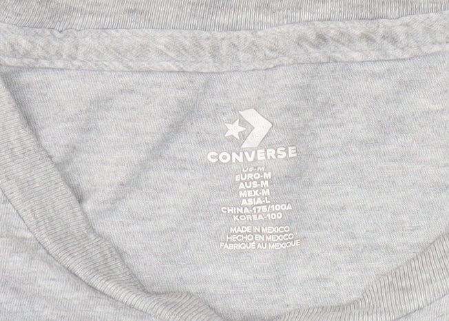 Converse Women's Grey Cotton Short Sleeve Basic T-Shirt M