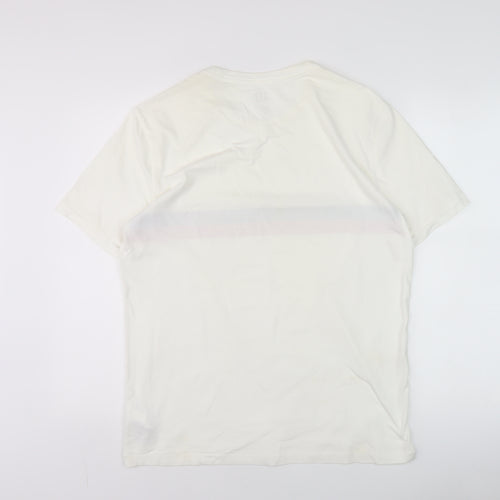 GAP Men's White Stripe Crew Neck Cotton T-Shirt M Regular Fit