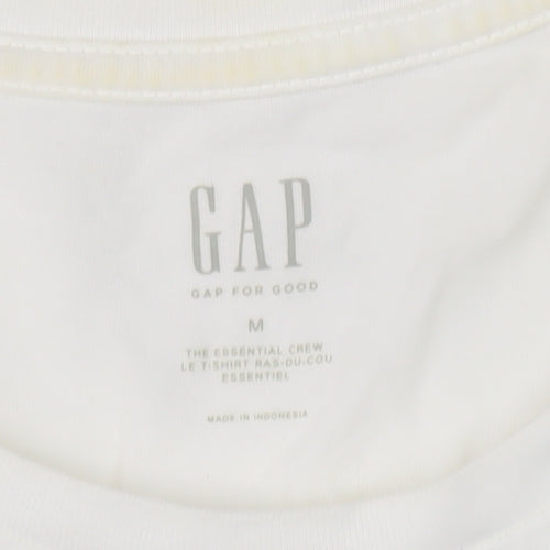 GAP Men's White Stripe Crew Neck Cotton T-Shirt M Regular Fit
