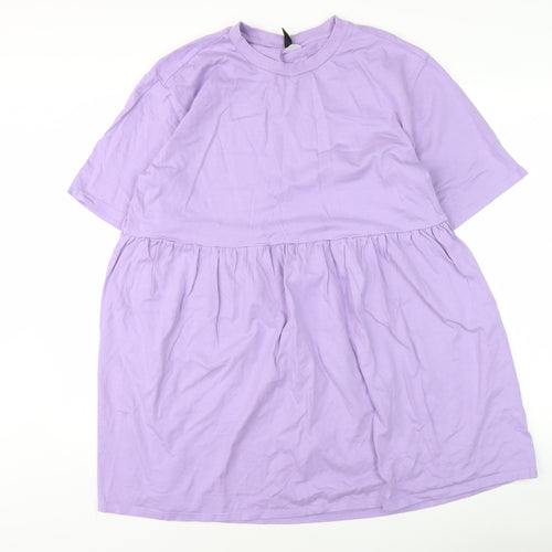 H&M Women’s Purple T-Shirt Dress Size 12 Cotton Casual Short Sleeve