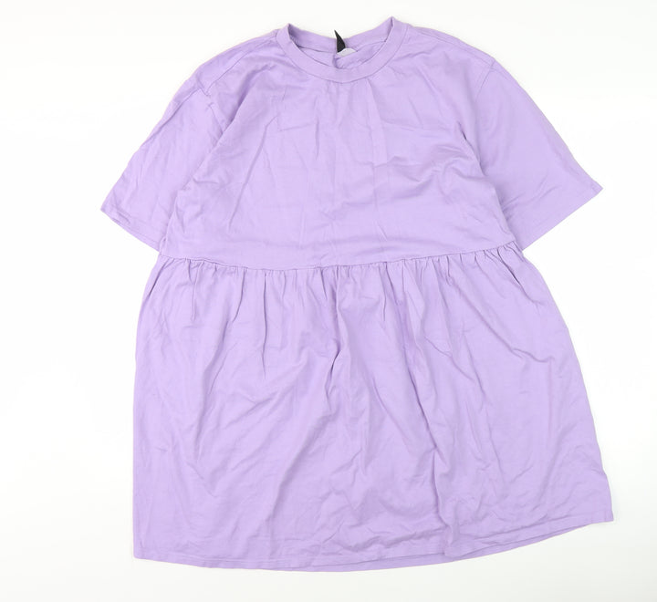 H&M Women’s Purple T-Shirt Dress Size 12 Cotton Casual Short Sleeve