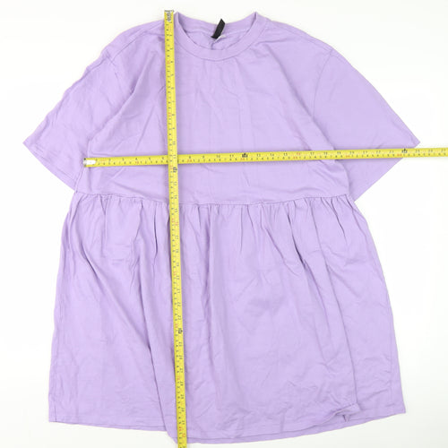 H&M Women’s Purple T-Shirt Dress Size 12 Cotton Casual Short Sleeve