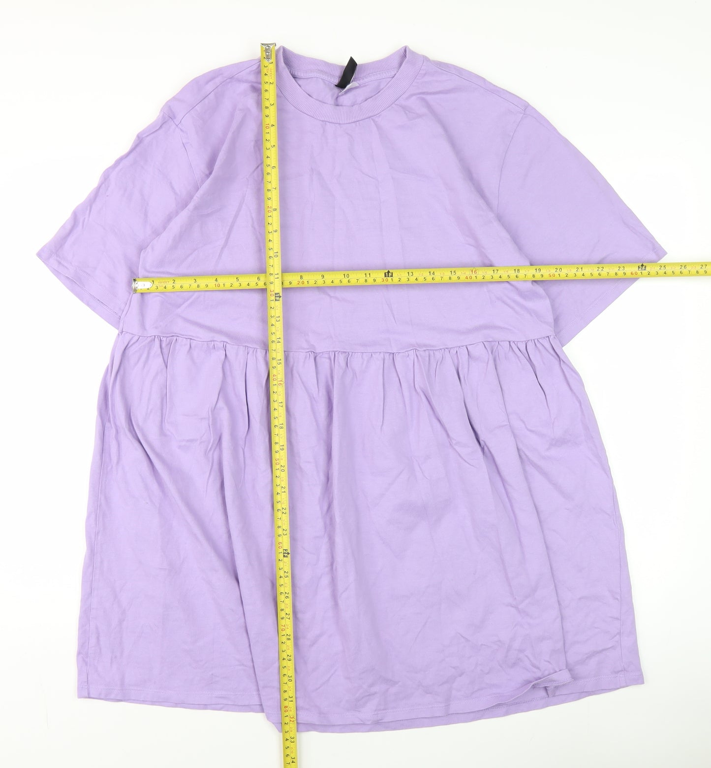 H&M Women’s Purple T-Shirt Dress Size 12 Cotton Casual Short Sleeve