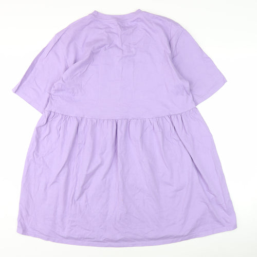 H&M Women’s Purple T-Shirt Dress Size 12 Cotton Casual Short Sleeve