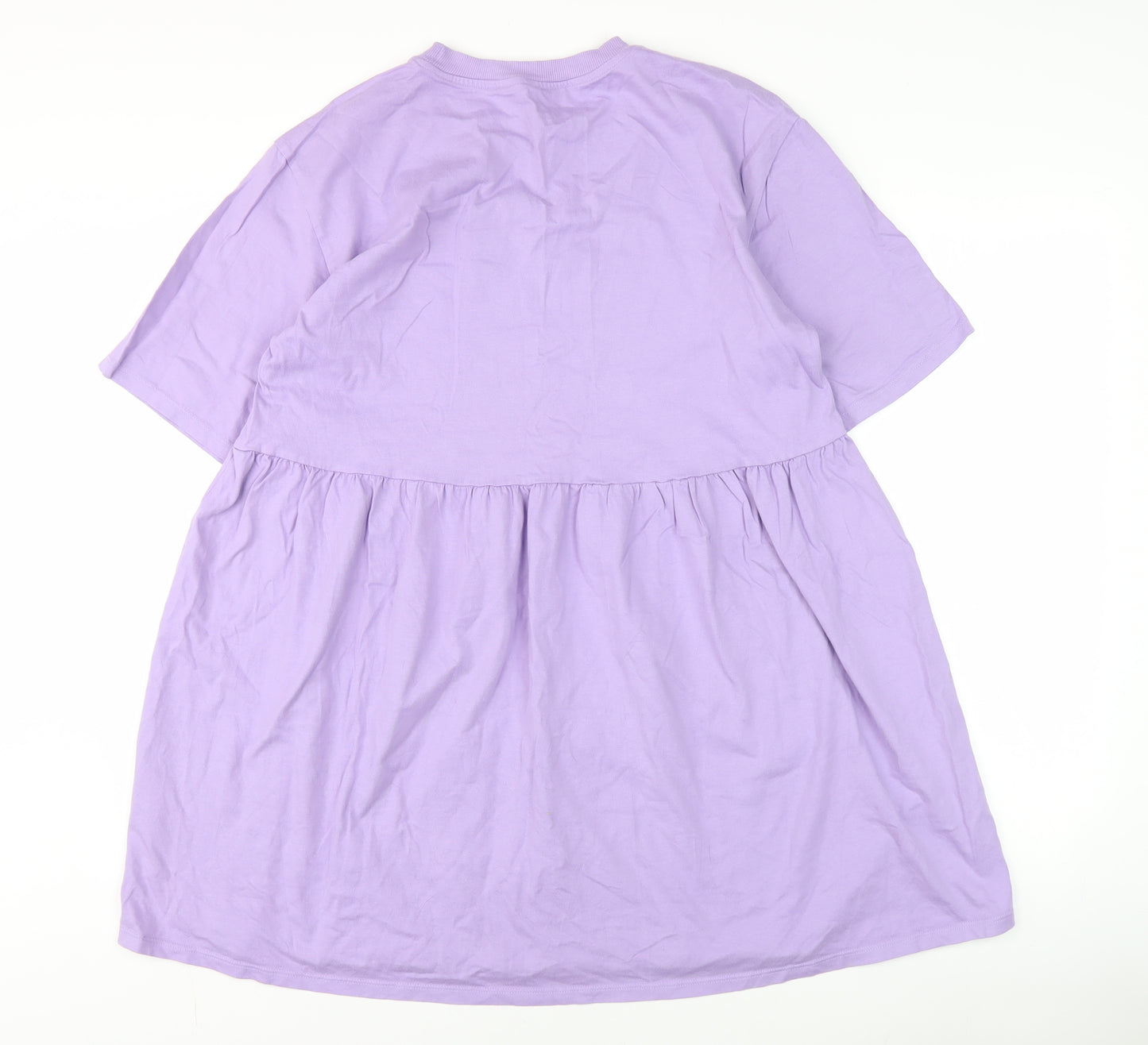 H&M Women’s Purple T-Shirt Dress Size 12 Cotton Casual Short Sleeve