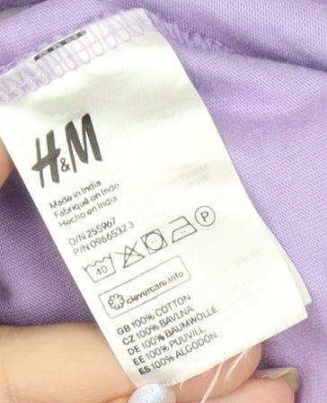 H&M Women’s Purple T-Shirt Dress Size 12 Cotton Casual Short Sleeve