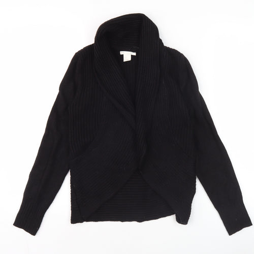 H&M Women’s Black Shawl Collar Cardigan Size S Ribbed Knit Long Sleeve