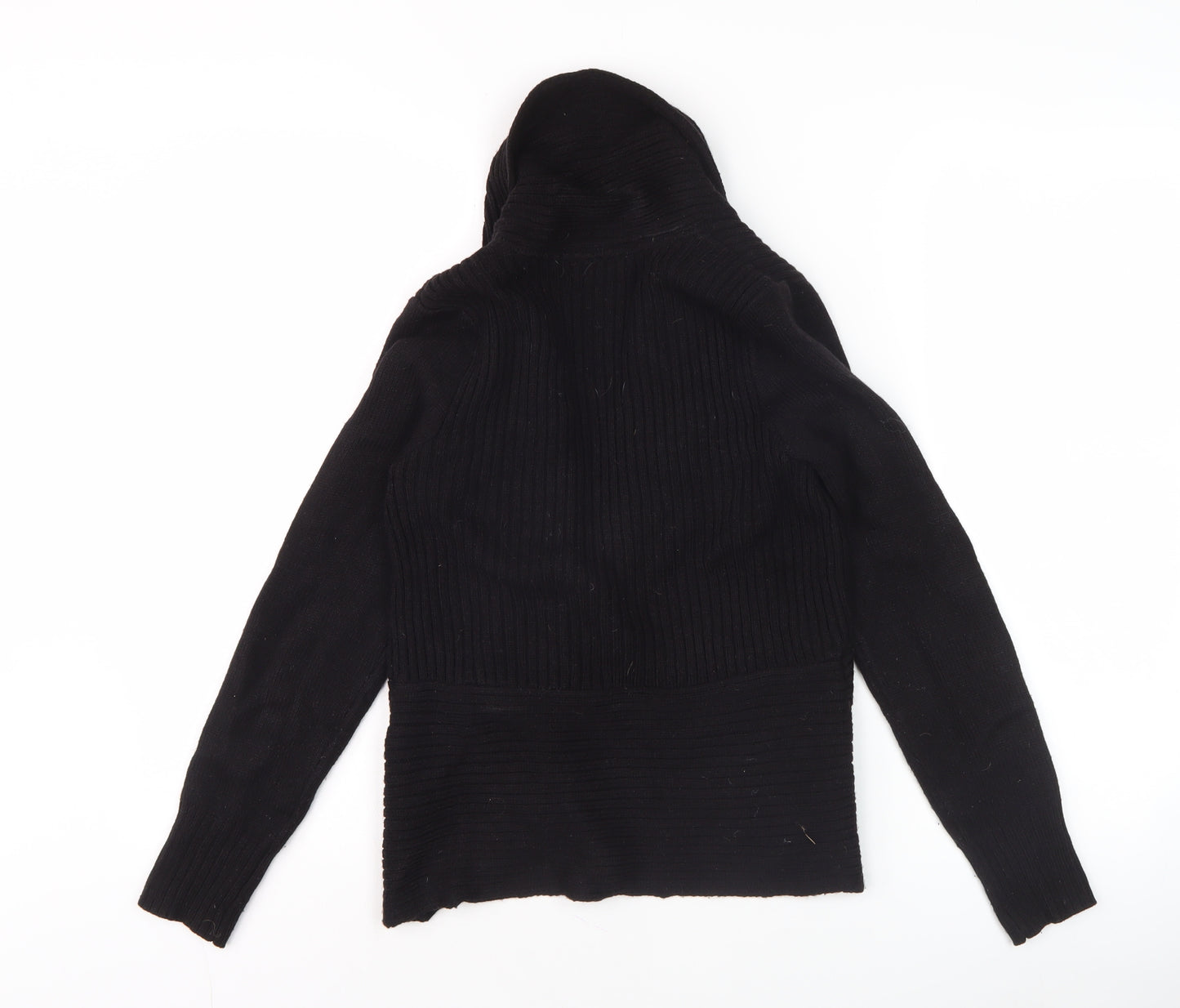 H&M Women’s Black Shawl Collar Cardigan Size S Ribbed Knit Long Sleeve