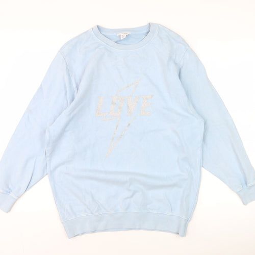 Sonder Studio Women's Blue Glitter 'LOVE' Pullover Sweatshirt UK 8